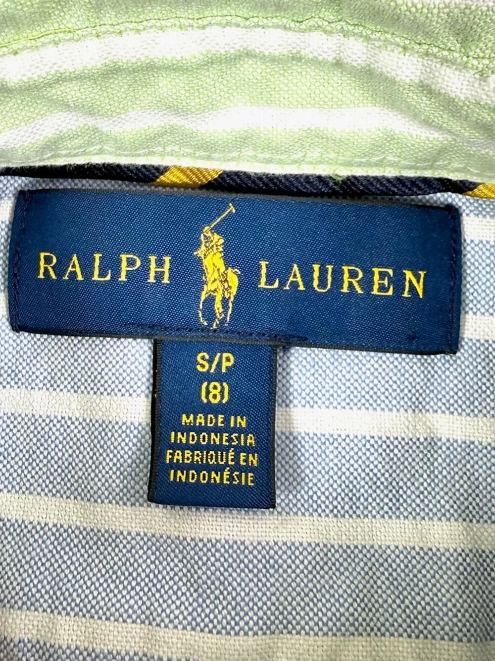 RALPH LAUREN Boys’ Multi-Colored Pastel Stripe Oxford Button Down 8 Preppy